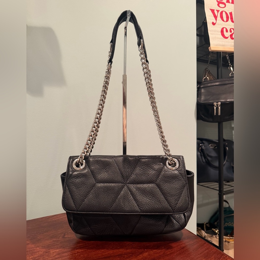 Calvin Klein Black Leather Chain Shoulder Bag